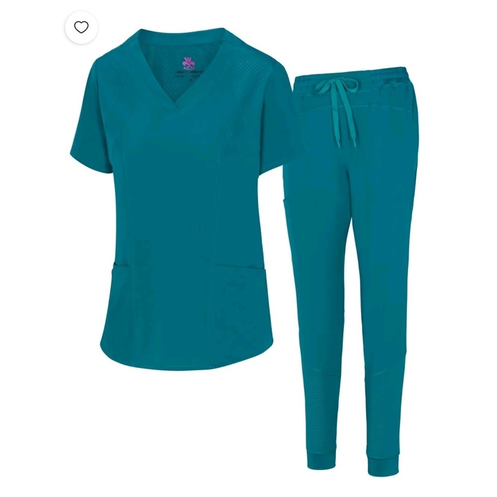 Natural Uniforms Women's Jogger Scrub Set 8 Pocket Cool Stretch Uniform Set 2X
